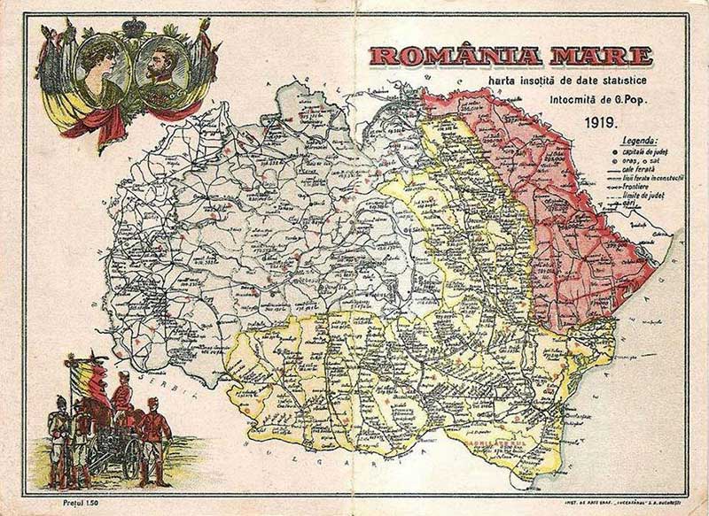 Harta Romaniei Mari in 1919