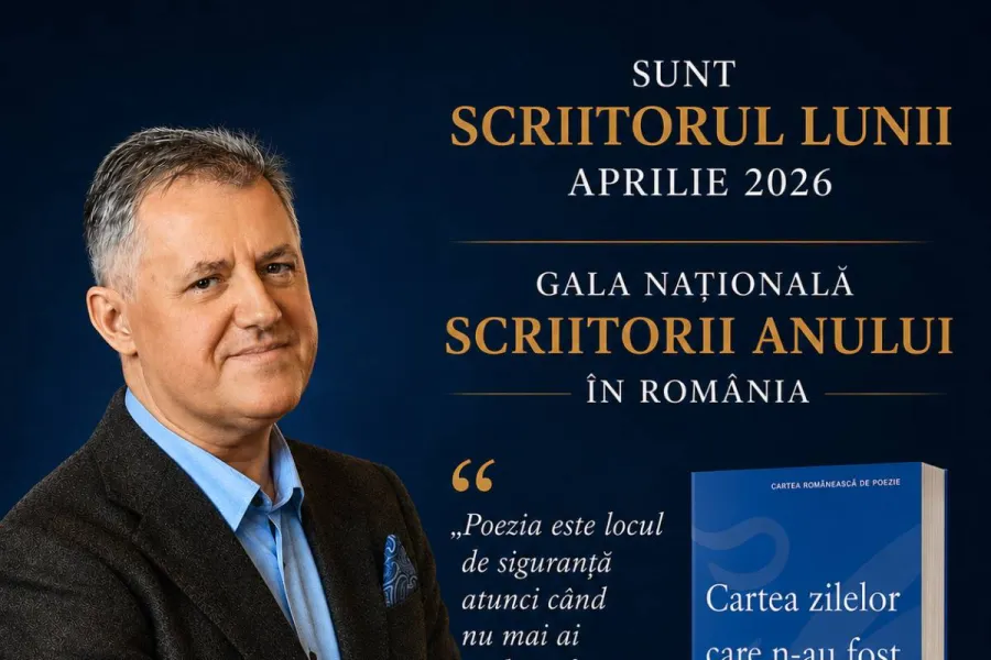 Foto Mihai Firică, desemnat Scriitorul lunii aprilie 2026 și nominalizat la titlul de Scriitorul Anului în România