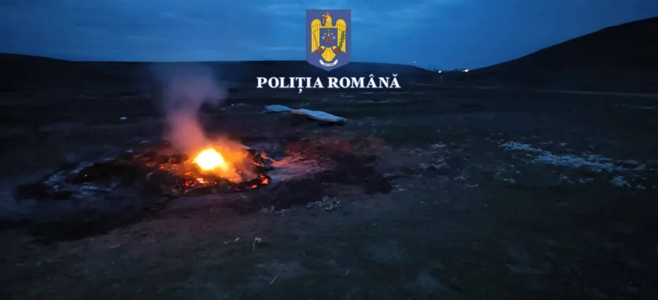 Foto OLT: Cercetat penal după ce a dat foc mai multor anvelope, pe câmp 