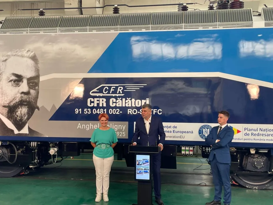 Foto Încep probele la locomotivele modernizate de Softronic pentru CFR. Ciolacu a dat prima cheie 