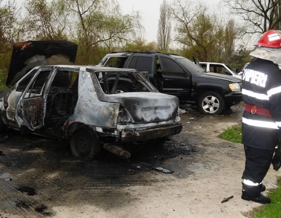 Foto VIDEO / Maşini în flăcări la Balta Craioviţei