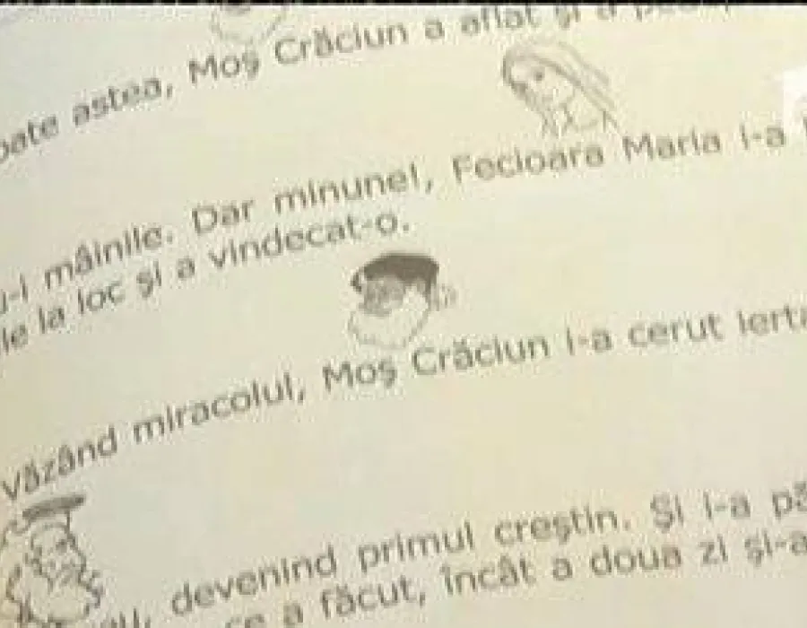 Foto O legendă înfricoşătoare despre Moş Crăciun a ajuns într-un caiet de lucru pentru clasa pregătitoare