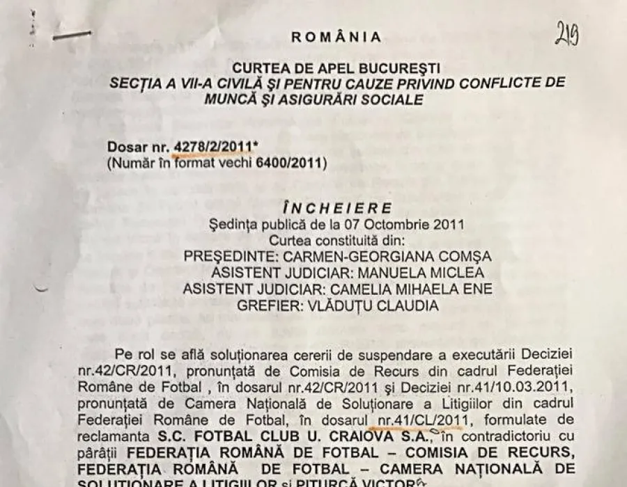 Foto IMPORTANT! DOVADA CA U CRAIOVA NU A INCALCAT STATUTUL FRF!