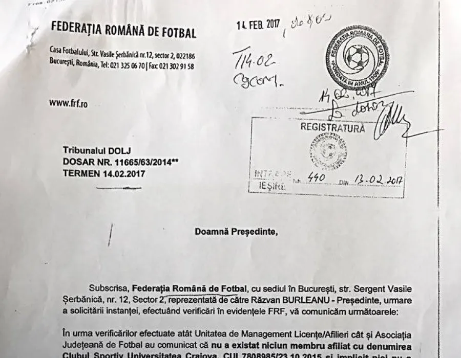 Foto DOVADA CA NU EXISTA O ECHIPA IN FOTBALUL ROMANESC CU NUMELE CS UNIVERSITATEA CRAIOVA!