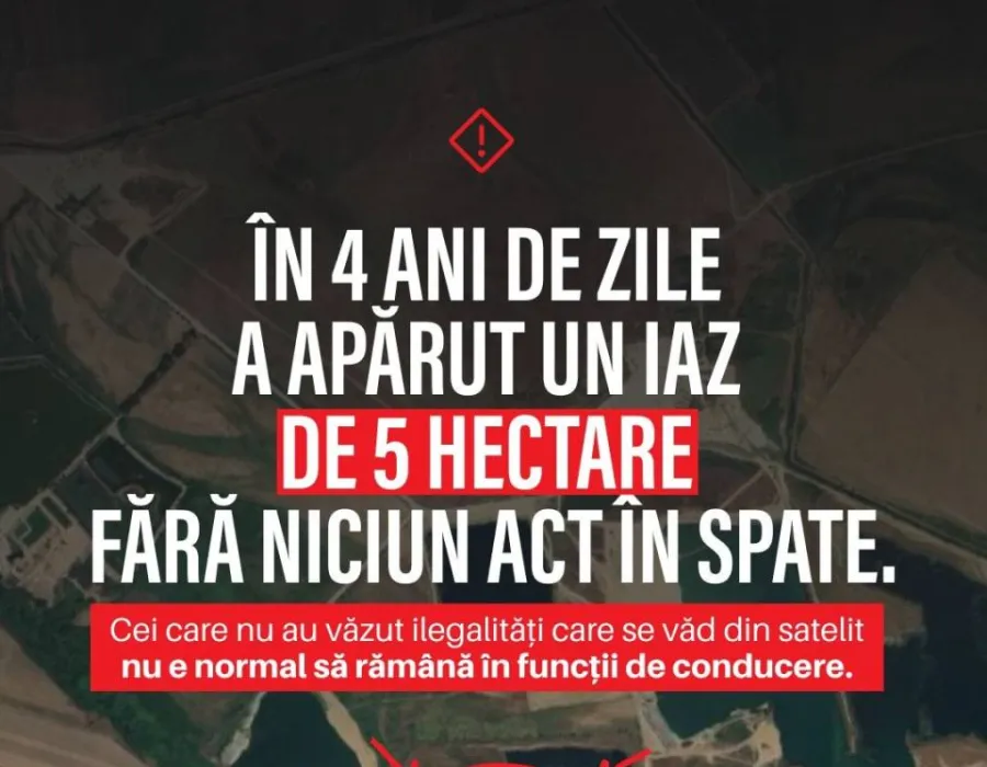 Foto Balastiere ilegale în Olt, vizibile din satelit: „Crater de 5 hectare săpat în 4 ani, fără acte”