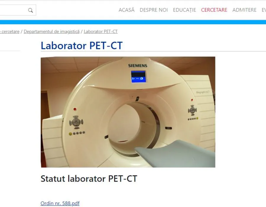 Foto Centrul de Imagistică de la UMF Craiova promovează de ani buni un serviciu pe care în realitate nu îl face. PET-CT doar pe site