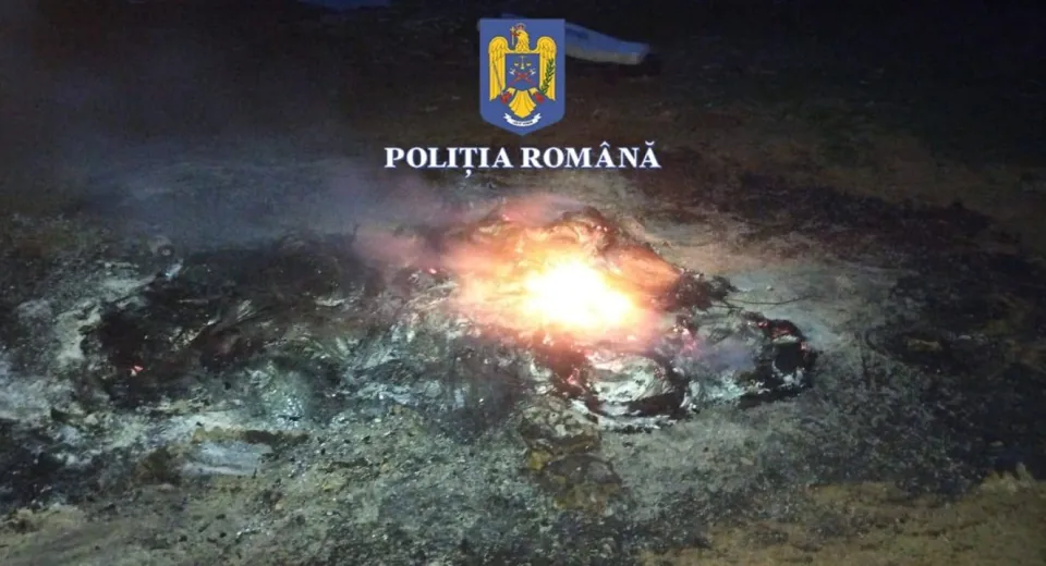 Foto OLT: Cercetat penal după ce a dat foc mai multor anvelope, pe câmp 