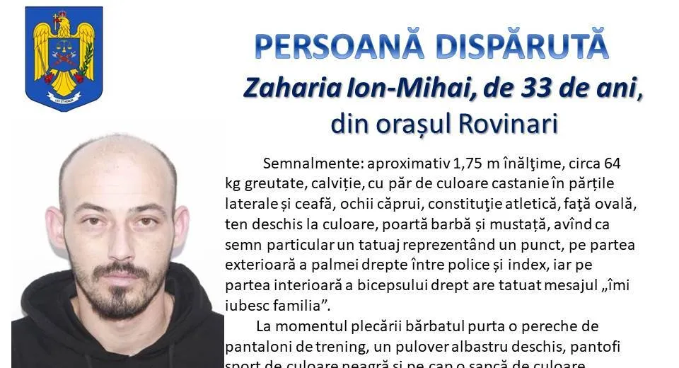 Foto GORJ: Bărbat plecat la muncă în Belgia, dat dispărut de familie 