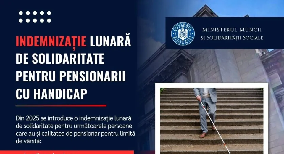 Foto Guvernul introduce o indemnizație lunară de solidaritate pentru pensionarii cu handicap vizual grav, handicap grav și handicap accentuat