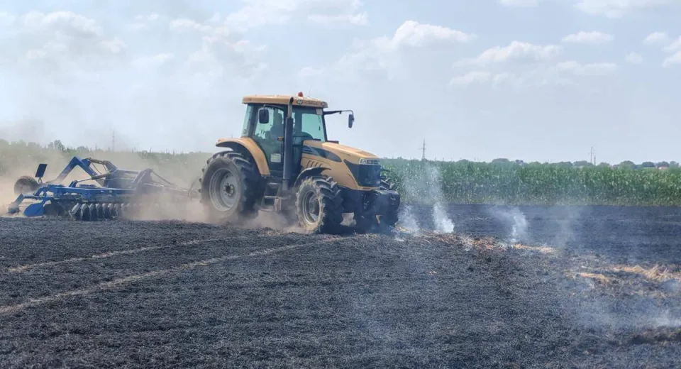 Foto Incendiu puternic la Basarabi: 45 de hectare de grâu distruse