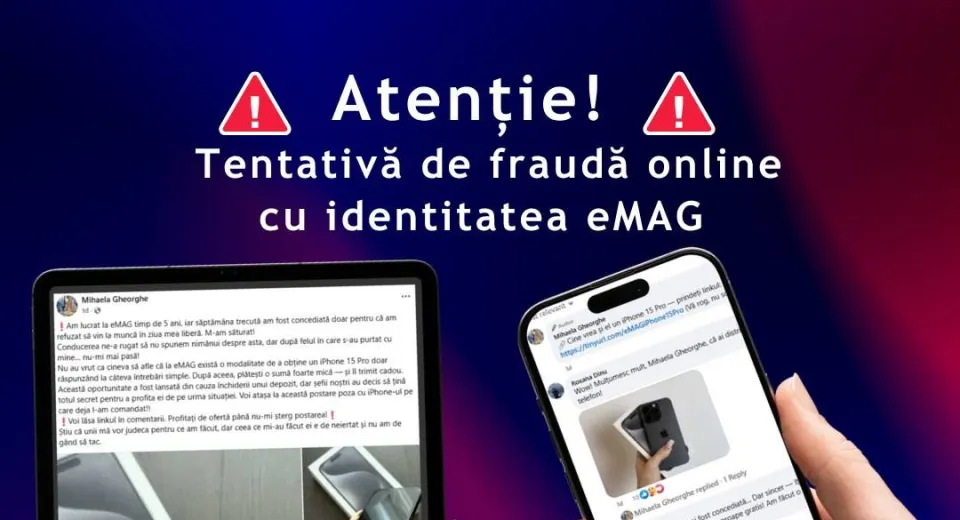 Foto Alertă de fraudă online: escrocherie cu un „iPhone cadou” în numele eMAG