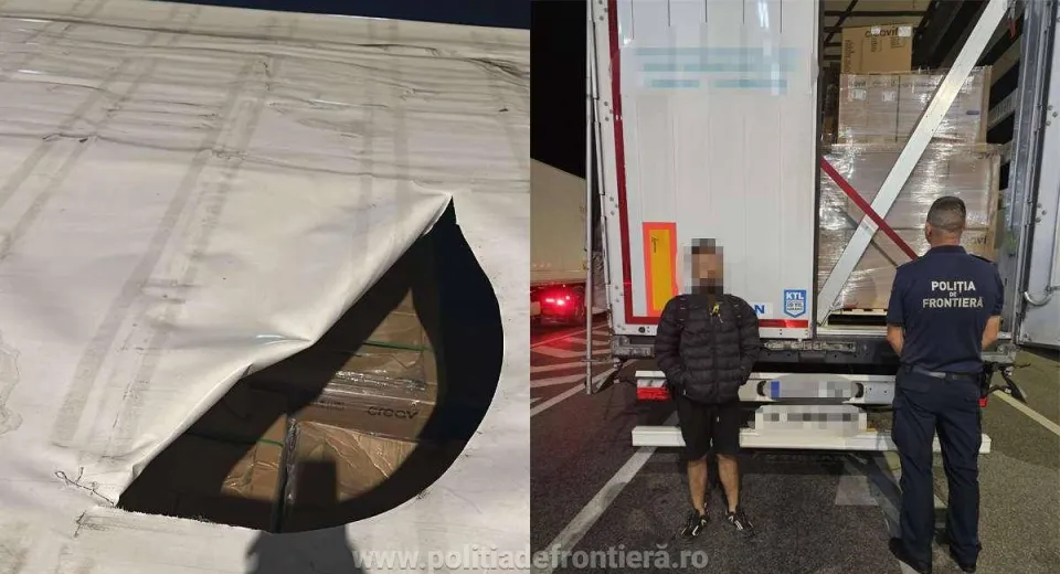 Foto DOLJ: Prins ascuns în remorca unui camion, la granița cu Bulgaria