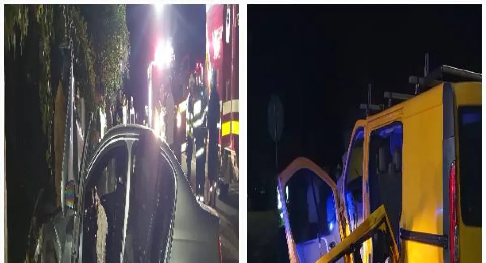 Foto Accident între un microbuz și o mașină. Nouă persoane au fost rănite 
