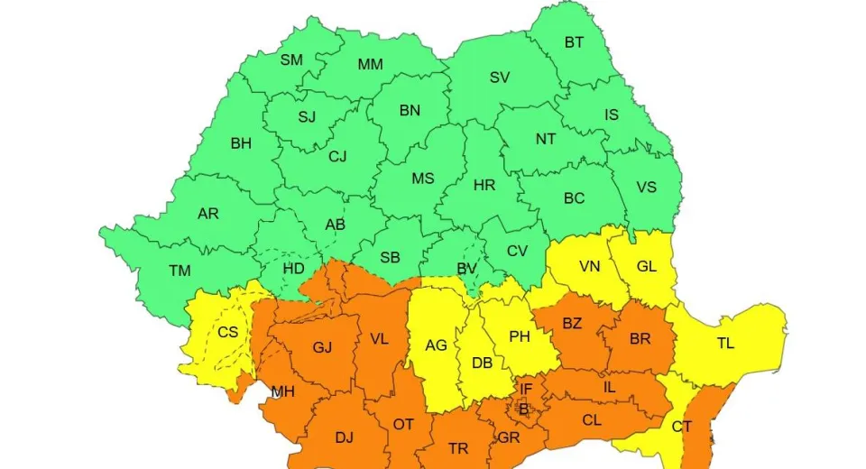 Foto Cod portocaliu de inundații în Oltenia