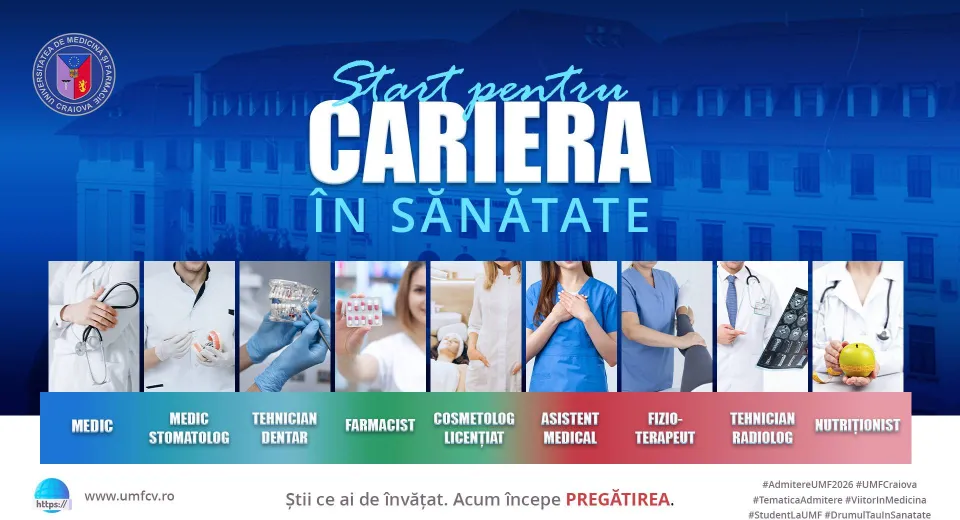 Foto Admitere 2026 la UMF Craiova. Calendar, tematică și bibliografie