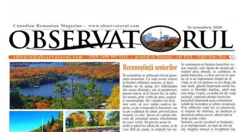 Foto Revista „OBSERVATORUL”/ 16 octombrie 2020