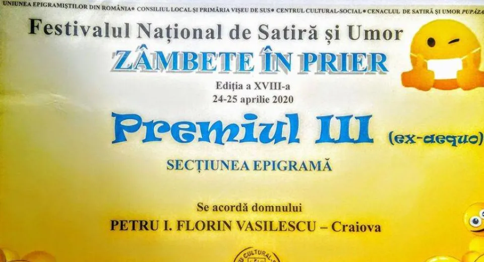 Foto Epigramistul PIF Vasilescu – Premiul III la Festivalul  de la Vişeu de Sus