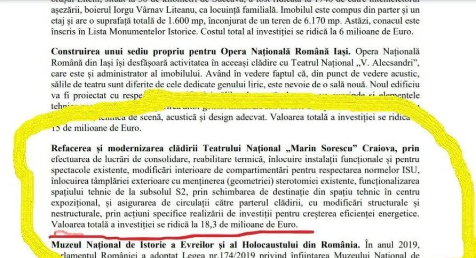 Foto Reabilitarea Teatrului Național „Marin Sorescu” este una dintre investiţiile importante ale noului guvern