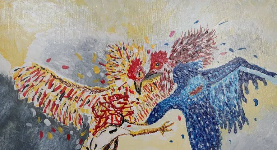 Foto Expoziţia de pictură „COCOŞI”, a lui Marius Ghica