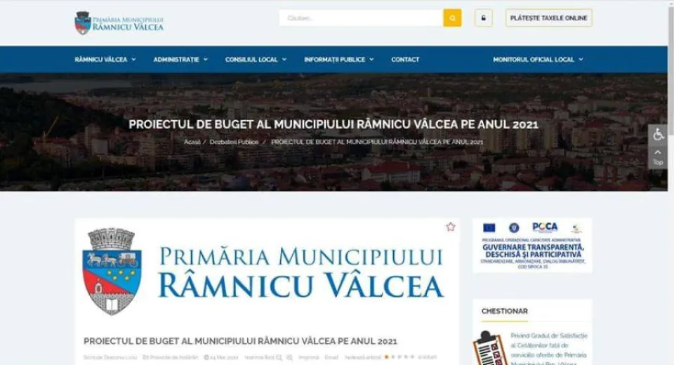 Foto Râmnicu Vâlcea: dezbatere publică a proiectului de buget local 