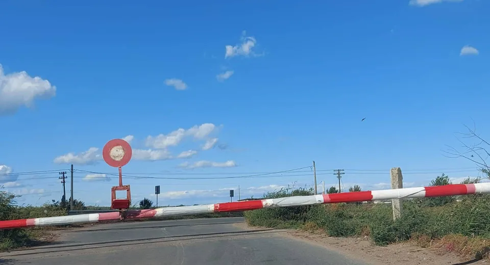 Foto Nepăsarea CFR în Dolj: Bariere ruginite și pengelite cu autocolant în loc de vopsea. Buruienile împânzesc trecerile la nivel cu calea ferată  
